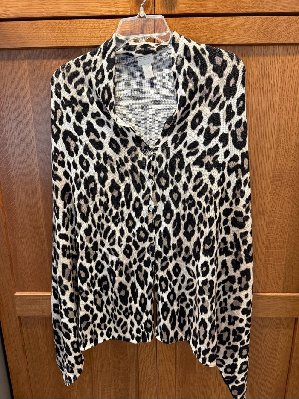 Chicos Leopard Print Button-Front Women's poncho